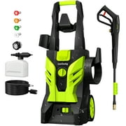 LWQ Electric Pressure Washer, Power Washer with 4 Quick Connect Nozzles, High Pressure Cleaning Machine with Foam Cannon for Cars/Fences/Driveways/Patios/Home Cleaning(Green)